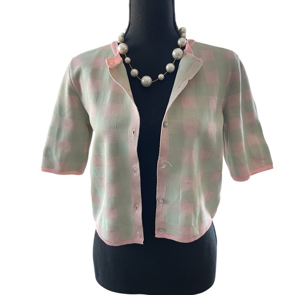 ZARA Plaid Crop Knit Jacket Size M ASO Layla Keating (All American) Preppy - Picture 7 of 7